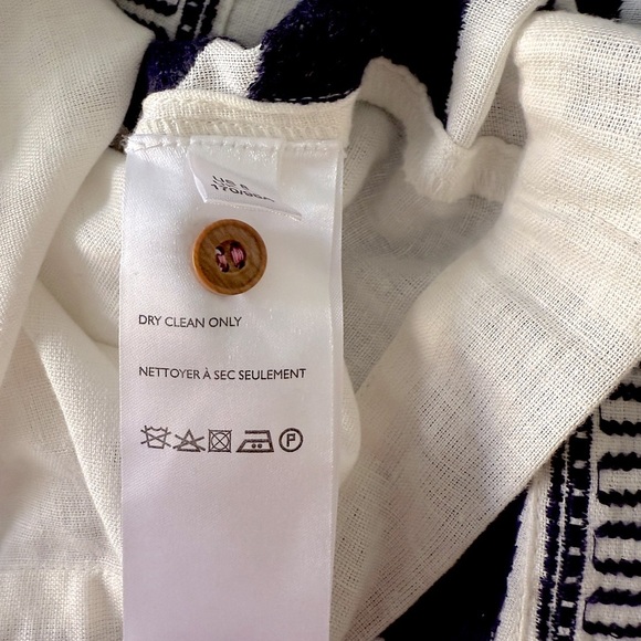 NWT Anthropologie Maeve Liyah Embroidered Top Cotton Linen Navy White Size 8 - Picture 15 of 15